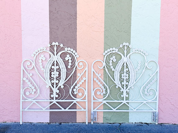 Pair of Fiddlehead Rattan Twin Headboards