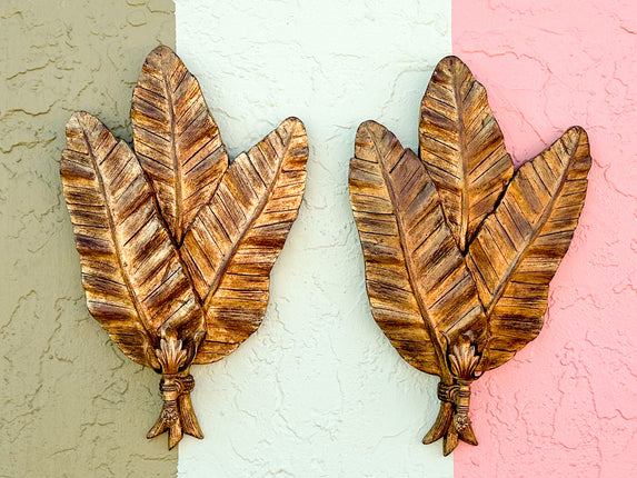 Pair of Palm Leaf Wall Sconces