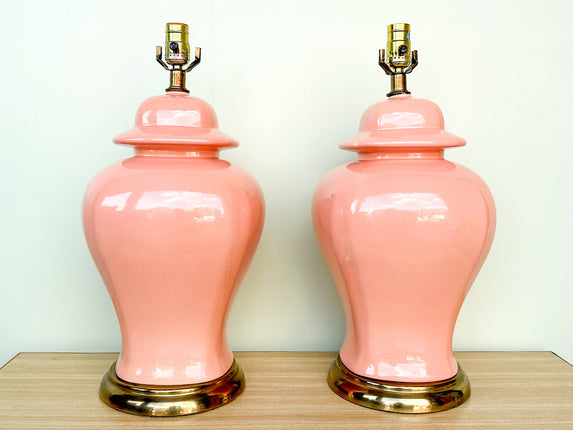Pair of Pink Chic Ginger Jar Lamps