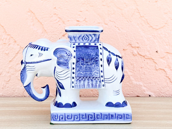 Petite Bombay Blue and White Elephant Vase