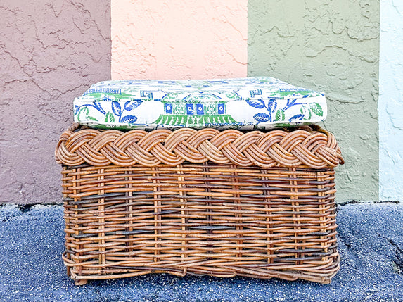 Braided Rattan Ottoman