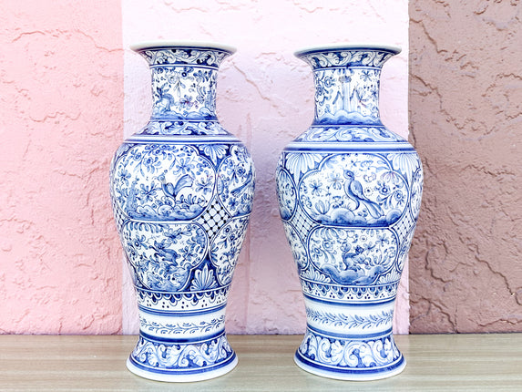 Pair of Blue and White Vases from Portugal