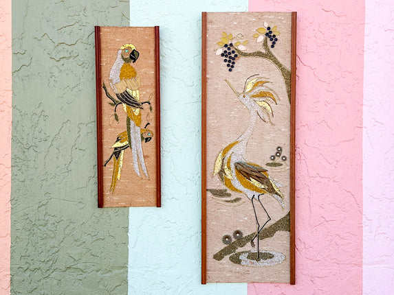 Pair of MCM Regency Gravel Bird Art