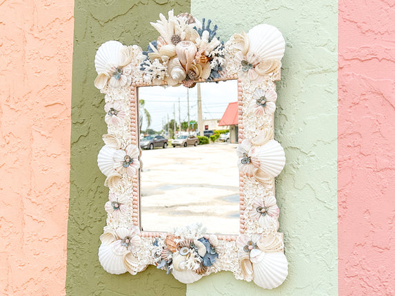 Beautiful Pink and Blue Shell Mirror