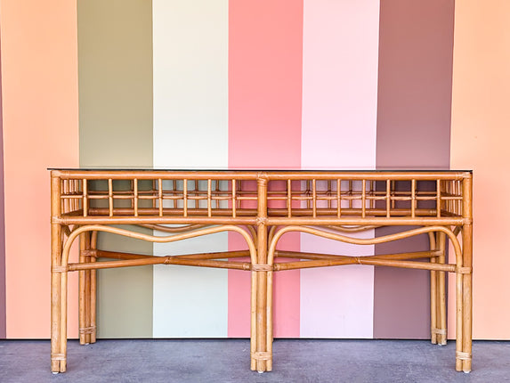 Old Florida Rattan Console