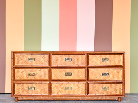 Old Florida Parquet Rattan Dresser