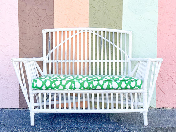 Stick Wicker Painted Loveseat