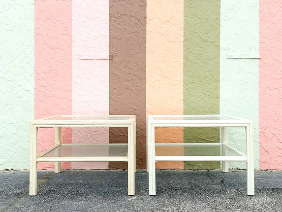 Pair of Ficks Reed Rattan Side Tables