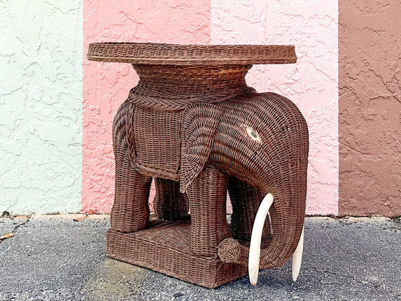 Wicker Elephant Garden Seat