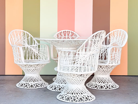 White Webspun Outdoor Dining Set