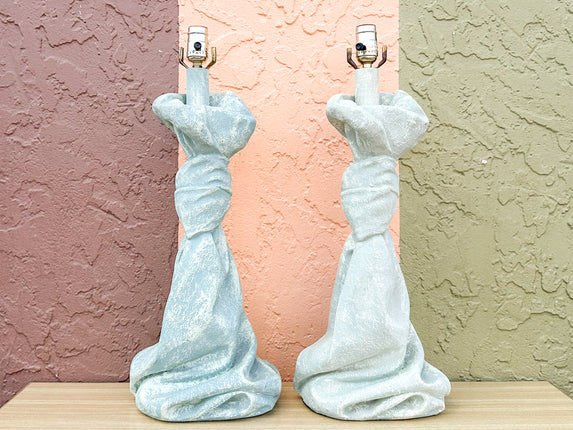 Pair of John Dickinson Style Draped Plaster Lamps