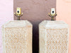 Pair of Fab Faux Bamboo Ceramic Lamps