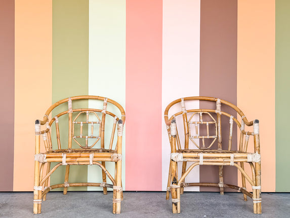 Pair of Brighton Style Rattan Arm Chairs