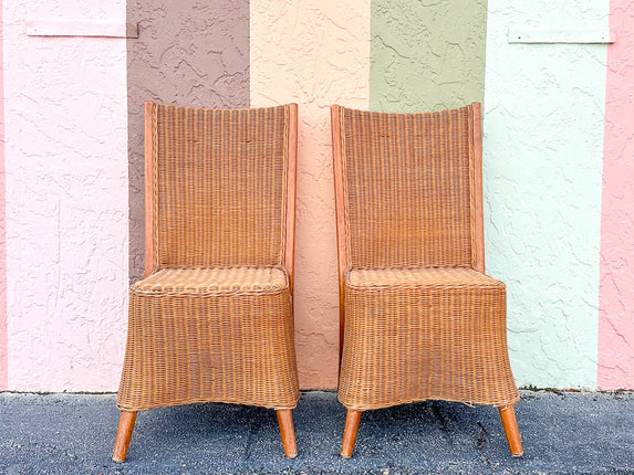 Pair of Draped Wicker Side Chairs