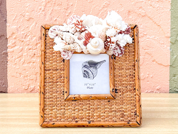Square Shell Chic Rattan Frame