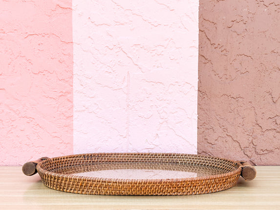 Oval Rattan Tray