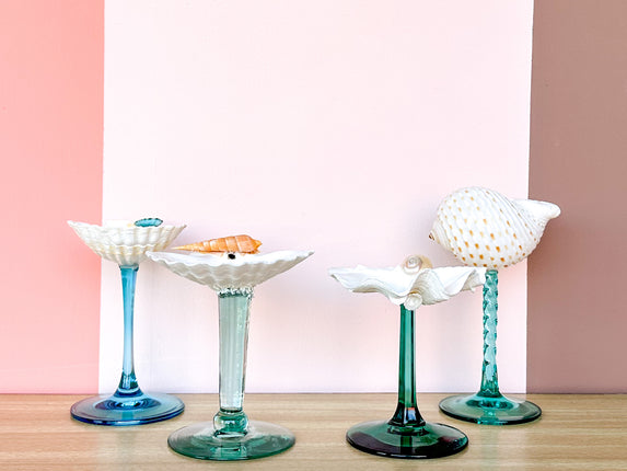 Set of Four Seafoam Shell Coupes