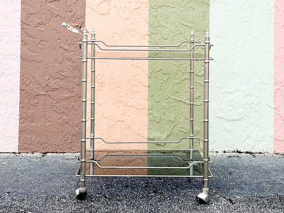 Hollywood Regency Faux Bamboo Bar Cart