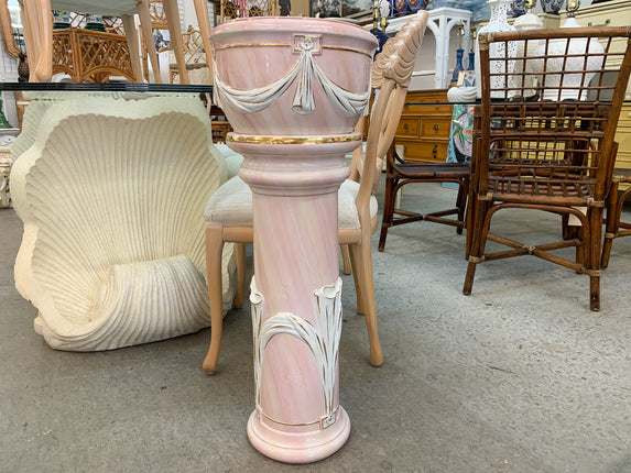 Italian Ceramic Tassel and Swag Pedestal and Urn