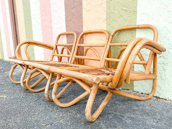 Old Florida Rattan Three Piece Sofa