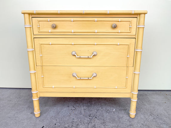 Yellow Thomasville Faux Bamboo Oversized Nightstand