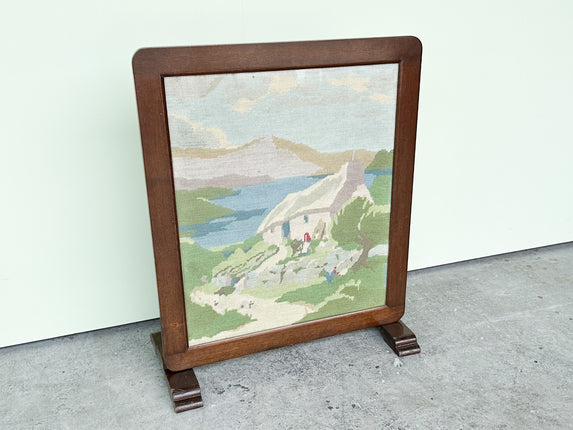 Italian Lakes Scene Needlepoint Folding Table