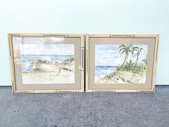 Pair of Original Water Color Beach Art