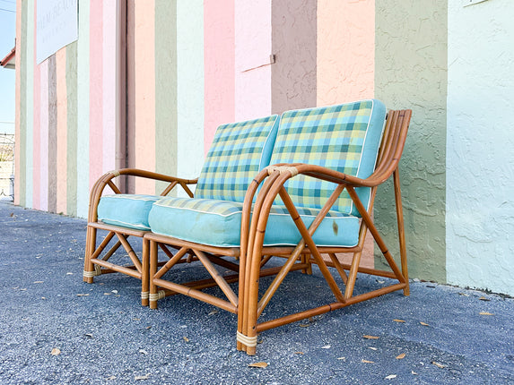 1940s Heywood Wakefield Two Piece Rattan Loveseat