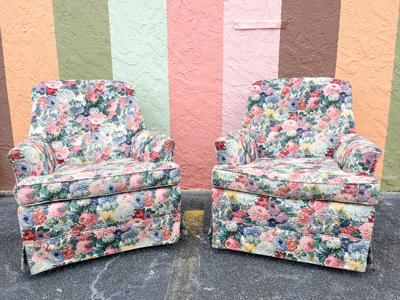 Pair of Flower Power Upholstered Chairs