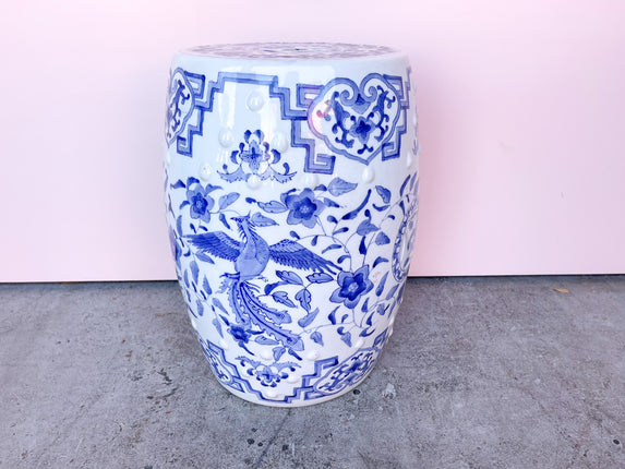 Blue and White Garden Seat