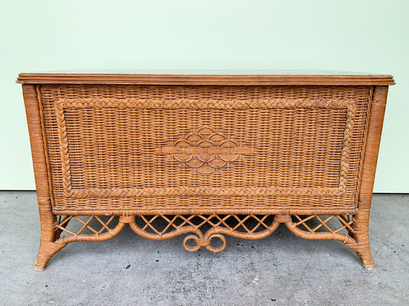 Wicker Wrapped Cedar Toy Chest