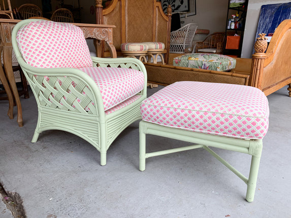 Palm Beach Mint Lounge Chair and Ottoman