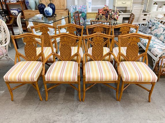 Set of Eight Rattan Pineapple Chairs