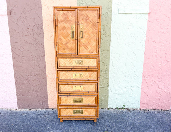 Petite Woven Rattan Cabinet