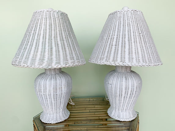 Pair of Sweet Wicker Lamps