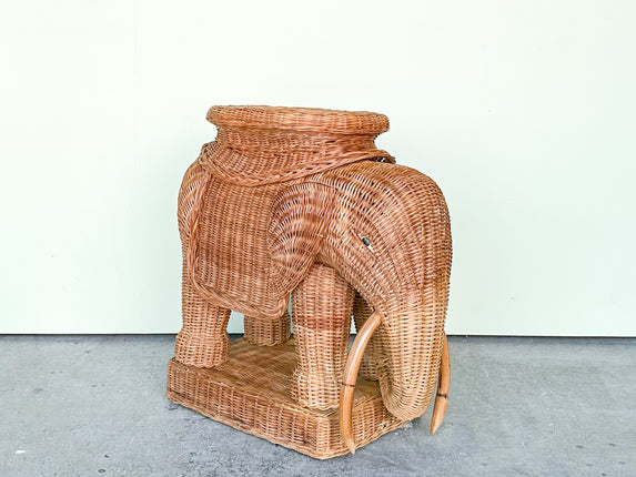 Wicker Elephant Garden Seat