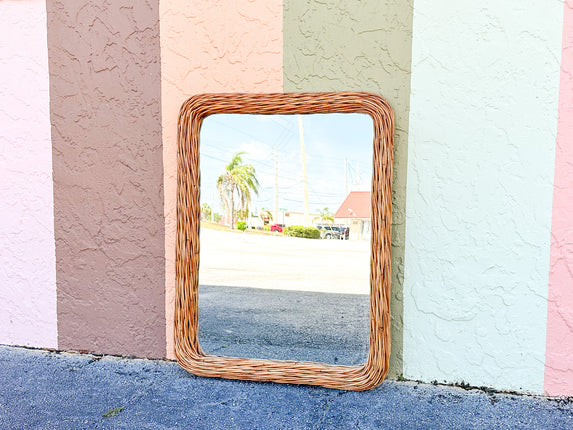 Island Style Woven Rattan Mirror