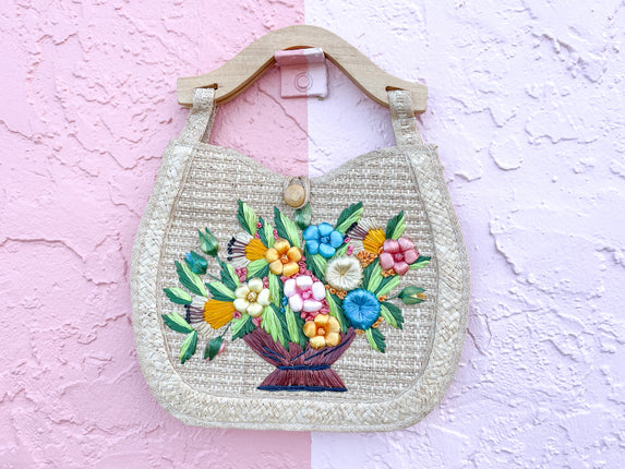 Spring Bouquet Woven Hand Bag