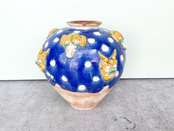 Large Polka Dot Earthenware Vase