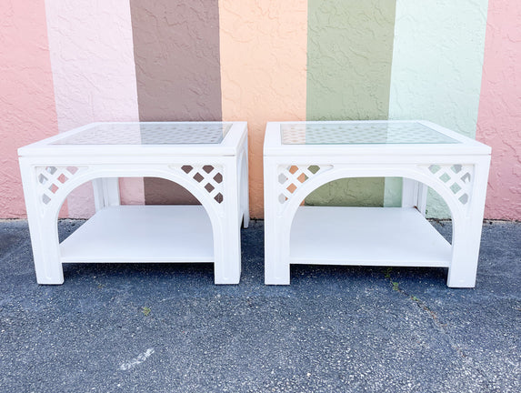 Pair of Lattice Love Side Tables