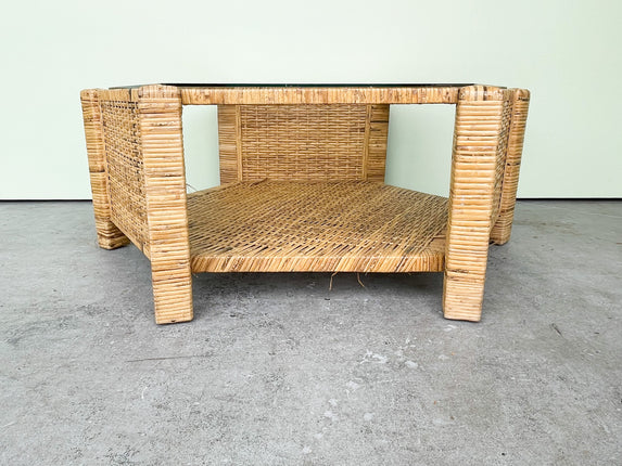 Island Style Rattan Wrapped Hex Coffee Table