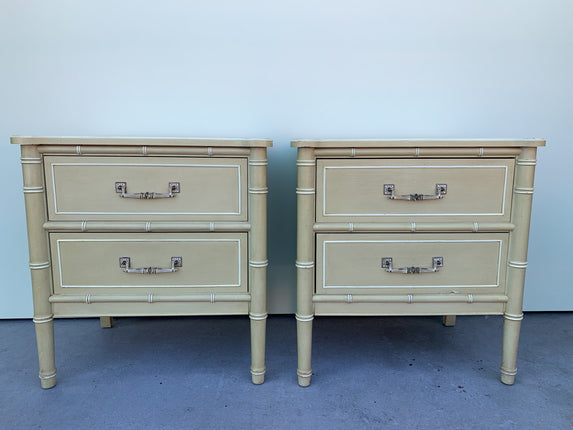 Pair of Henry Link Faux Bamboo Night Stands