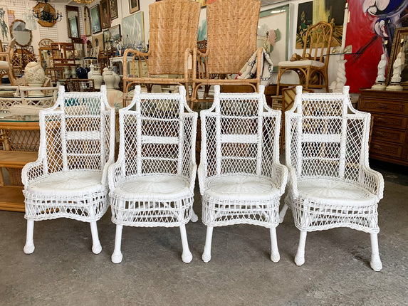 Pair of Wicker Pagoda Back Chairs