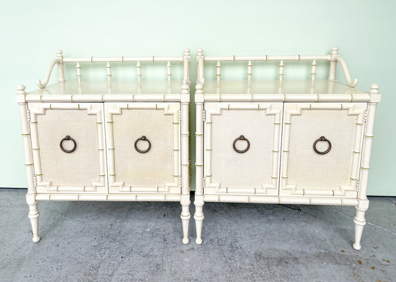 Pair of Faux Bamboo Nightstands by Drexel