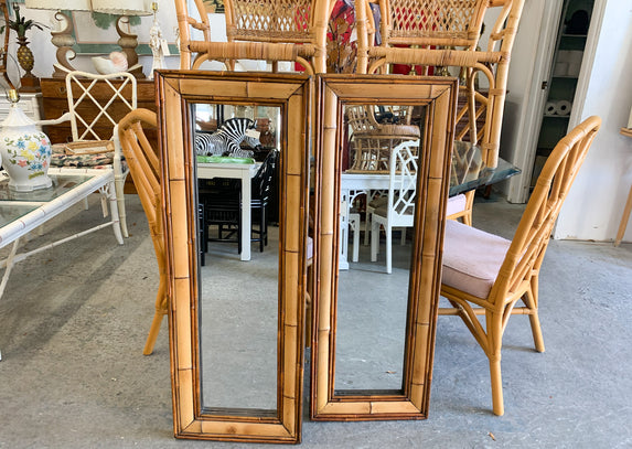 Pair of Island Style Bamboo Mirrors