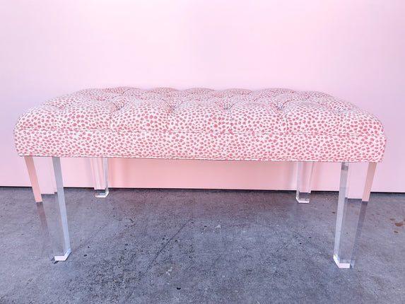 Blush Cheetah Lucite Bench
