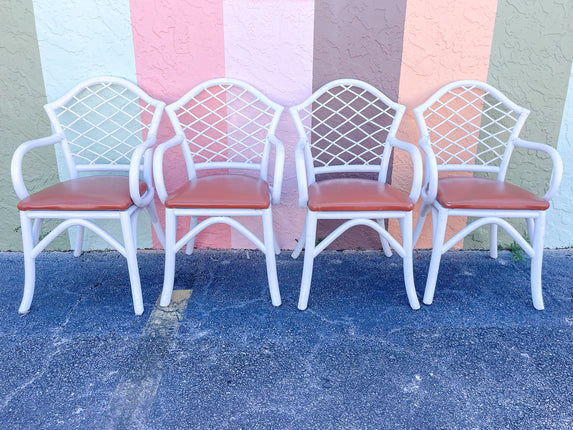 Set of Four Sweet Lattice Rattan Chairs