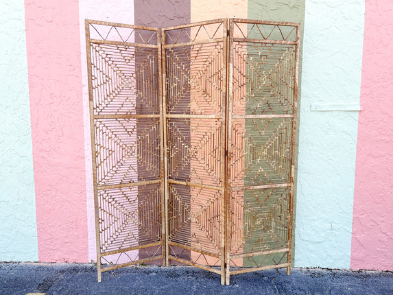 Buri Rattan Geometric Screen