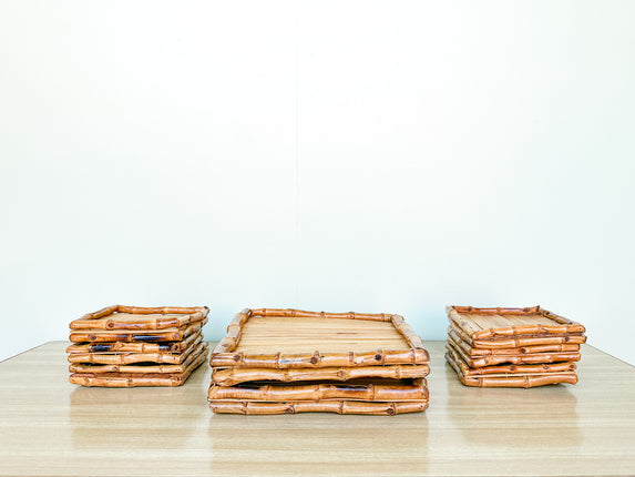 Set of Eight Bamboo Trays