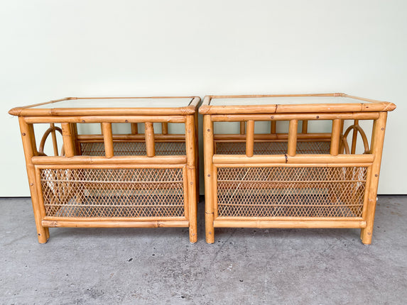Pair of Island Style Rattan Side Tables